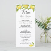 Fresh Lemons Blossom Greenerity Wedding Menu Card Menükarte (Stehend Vorderseite)