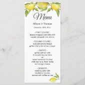 Fresh Lemons Blossom Greenerity Wedding Menu Card Menükarte (Vorderseite)