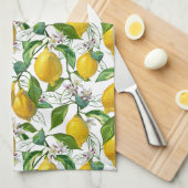 Fresh Lemons Pattern - Weiß Geschirrtuch (Viertel Falte)