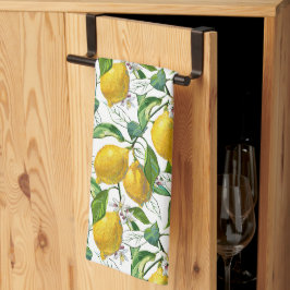 Fresh Lemons Pattern - Weiß Geschirrtuch