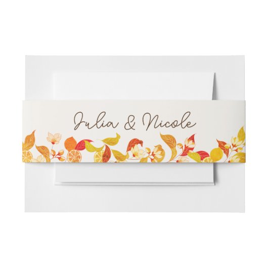 Fresh Lemony Liebe Citrus Foliage Hochzeit Einladungsbanderole (Vorderseite Beispiel)