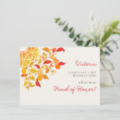 Fresh Lemony Liebe Citrus Foliage Hochzeit Menükarte (Stehend Vorderseite)