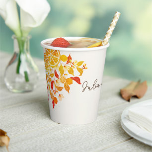 Fresh Lemony Liebe Citrus Foliage Hochzeit Pappbecher