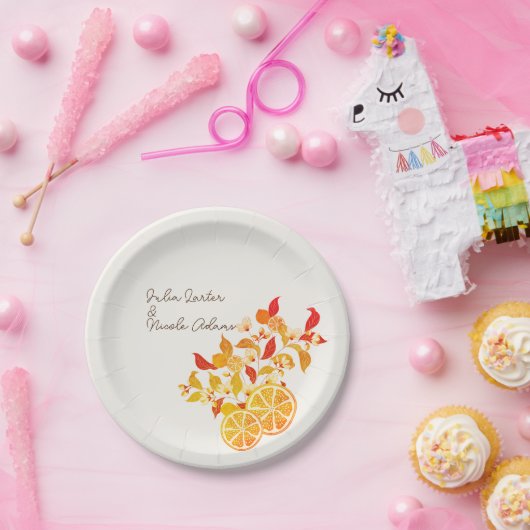 Fresh Lemony Liebe Citrus Foliage Hochzeit Pappteller (Party)