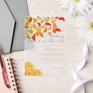 Fresh Lemony Liebe Citrus Foliage Hochzeit Pergament Einladungen