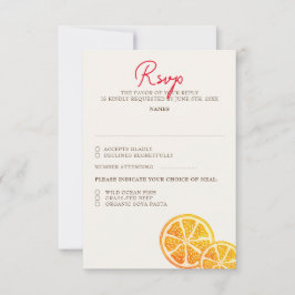 Fresh Lemony Liebe Citrus Foliage Hochzeit RSVP Karte