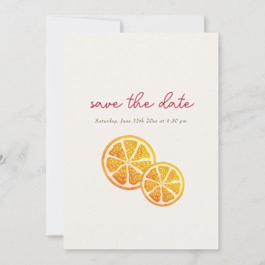 Fresh Lemony Liebe Citrus Foliage Hochzeit Save The Date (Rückseite)