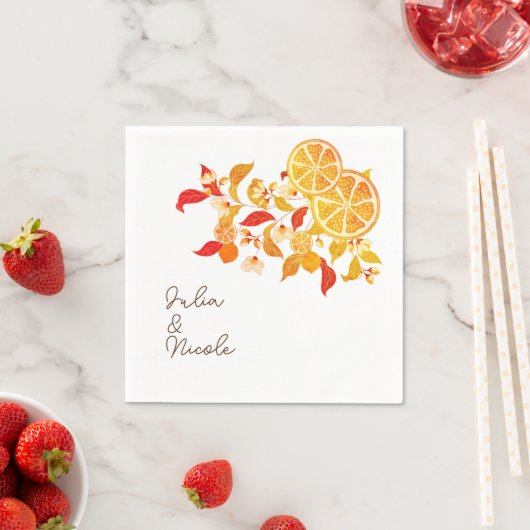 Fresh Lemony Liebe Citrus Foliage Hochzeit Serviette (Beispiel)