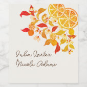 Fresh Lemony Liebe Citrus Foliage Hochzeit Weinetikett (Einzelnes Label)
