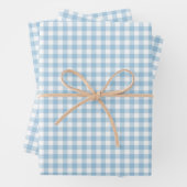 Fresh Light Blue Gingham Karo Pattern Geschenkpapier Set (Beispiel)