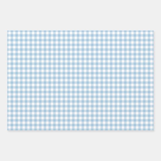 Fresh Light Blue Gingham Karo Pattern Geschenkpapier Set (Vorderseite)