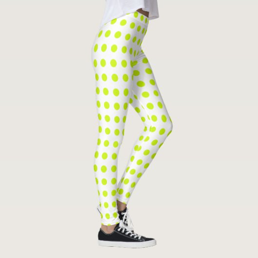 Fresh Lime green Polka dots Simple Pattern Leggings (Rechts)