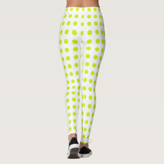Fresh Lime green Polka dots Simple Pattern Leggings (Rückseite)