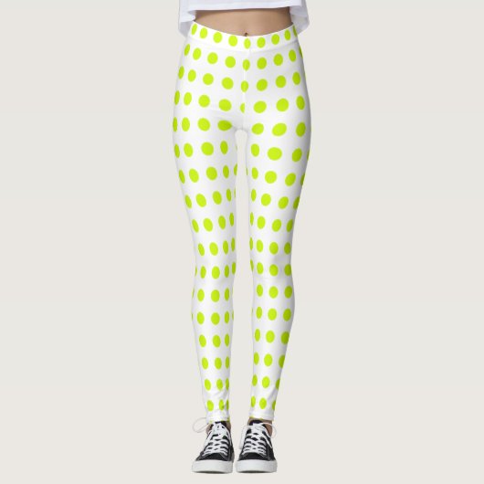 Fresh Lime green Polka dots Simple Pattern Leggings (Vorderseite)