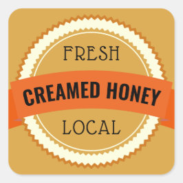 Fresh Local Creamed Honey Jar Amber Runder Aufkleber