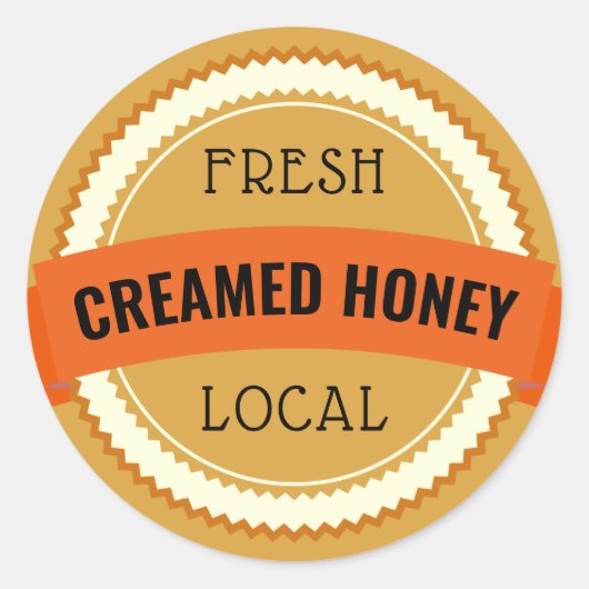 Fresh Local Creamed Honey Jar Amber Runder Aufkleber (Vorderseite)