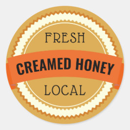 Fresh Local Creamed Honey Jar Amber Runder Aufkleber