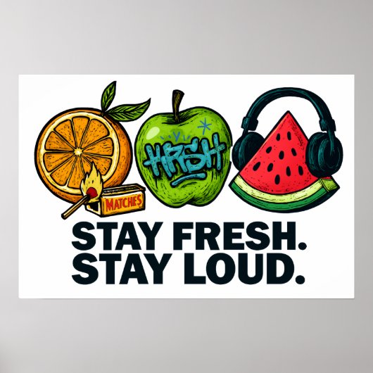 Fresh & Loud Pop‑Art Fruit Poster (Vorne)