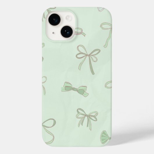 Fresh Mint Bow Pattern Case-Mate iPhone Hülle (Rückseite)