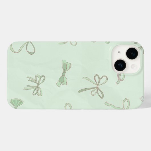 Fresh Mint Bow Pattern Case-Mate iPhone Hülle (Rückseite (Horizontal))