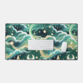 Fresh Mint Green Celestial Moon for Calm Workspace Schreibtischunterlage (Tastatur & Maus)