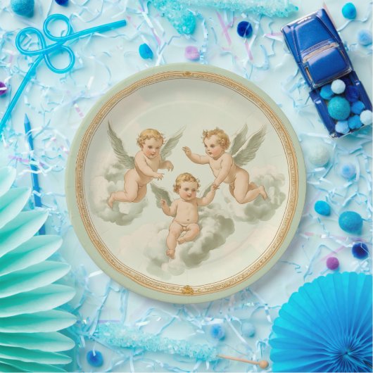 Fresh Mint Rokoko Cherub Cloud Party Plate Pappteller (Party)