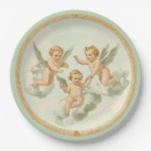 Fresh Mint Rokoko Cherub Cloud Party Plate Pappteller (Vorderseite)