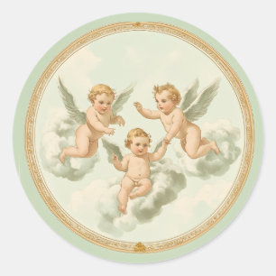 Fresh Minze Rokoko Cherub Cloud Runder Aufkleber
