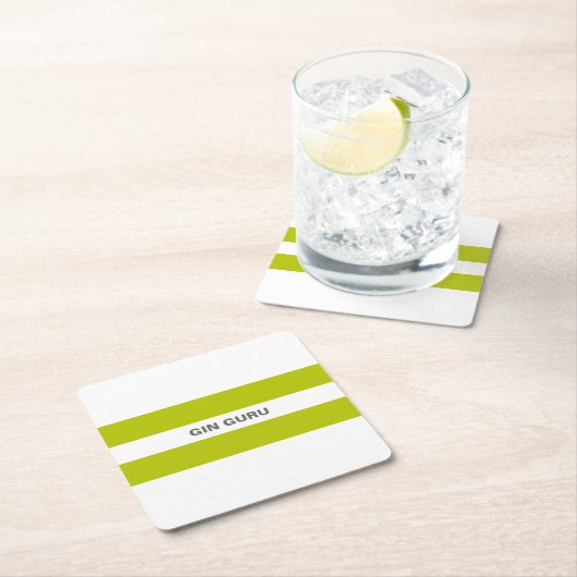 Fresh Modern Lime Green Strips Rechteckiger Pappuntersetzer (Vor Ort)