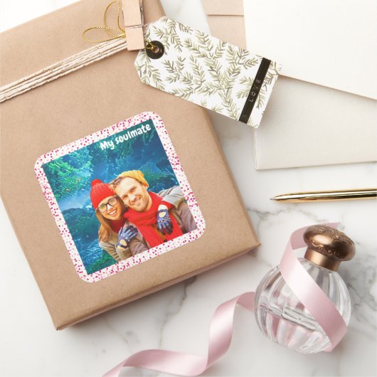 fresh modern personalized design red hearts quadratischer aufkleber (Schenken)