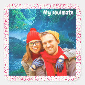 fresh modern personalized design red hearts quadratischer aufkleber (Vorderseite)