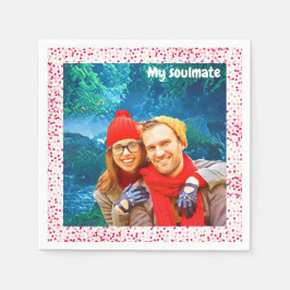 fresh modern personalized design red hearts serviette