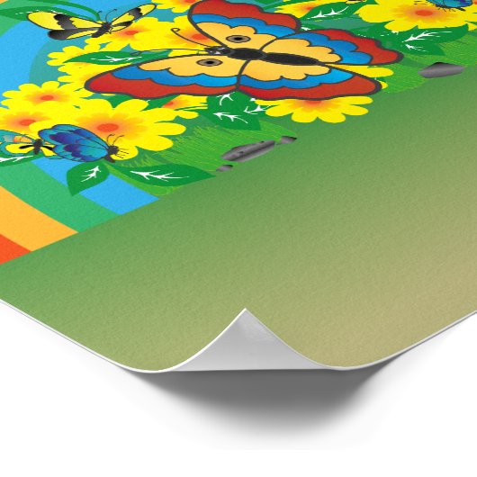 Fresh Nature Butterflies Rainbow Poster (Ecke)
