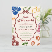 Fresh off Market Ästhetische Farm Brautparty Einladung (Stehend Vorderseite)