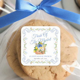 Fresh off Market Bauern Brautparty Floral Quadratischer Aufkleber