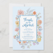 Fresh off Market Blue Bridal Dusche Einladung (Vorderseite)