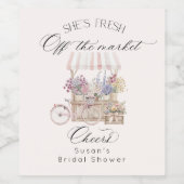 Fresh off Market Blume Cart Brautparty Weinetikett (Einzelnes Label)