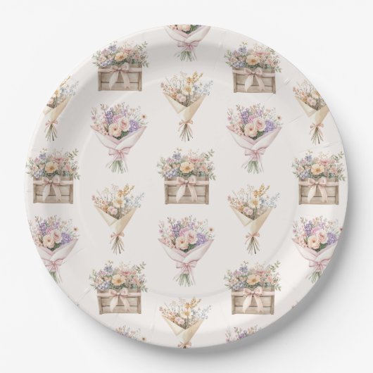 Fresh off Market Bouquet Brautparty Pappteller (Vorderseite)