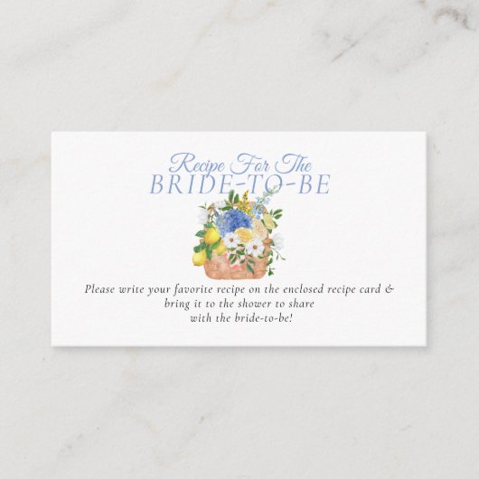 Fresh off Market Brautparty Aktie ein Rezept Begleitkarte (Vorderseite)