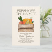 Fresh off Market Brautparty Einladung (Stehend Vorderseite)