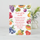 Fresh off Market Brautparty | Thema Obst Einladung (Stehend Vorderseite)