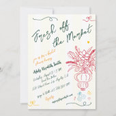 Fresh off Market Fun Hand Drawn Brautparty Einladung (Vorderseite)