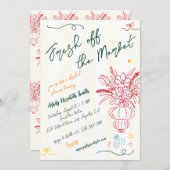 Fresh off Market Fun Hand Drawn Brautparty Einladung (Vorne/Hinten)