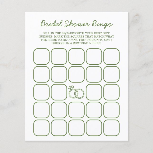 Fresh off Market Green Brautparty Bingo (Vorderseite)