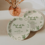Fresh off Market Green Hand Drawing Pappteller<br><div class="desc">Feiern Sie Liebe und neue Anfänge mit unseren zauberhaften "Off The Market" Brautparty Papier Teller, inspiriert durch den Charme und die Dynamik eines Bauern Markt. Diese einzigartigen Teller aus Papier sind die perfekte Ergänzung zu einer fröhlichen Ansammlung, mit grünen, handgezeichnet Ikonen von frischen Früchten, knusprigen Gemüsesorten und wunderschönen Blume Bouquets....</div>