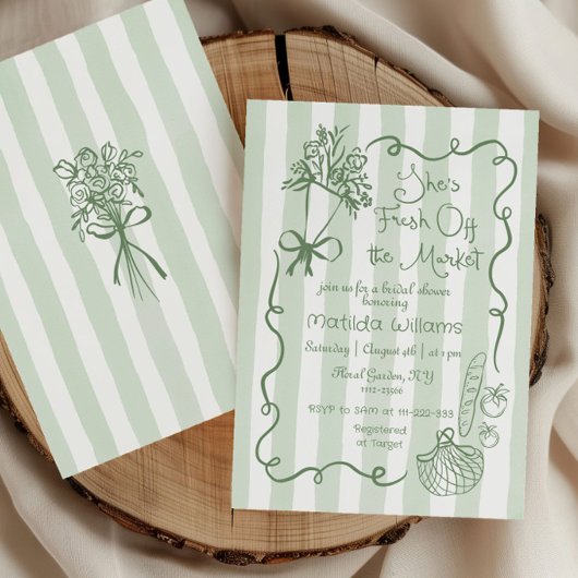 Fresh off Market Handgezogenes Brautparty Einladung