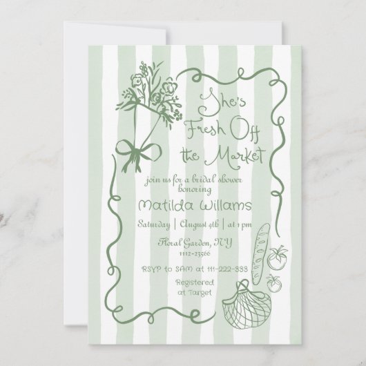 Fresh off Market Handgezogenes Brautparty Einladung (Vorderseite)