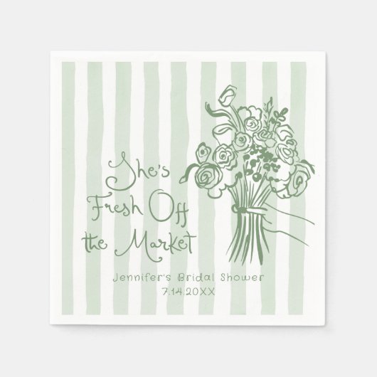 Fresh off Market Handgezogenes Brautparty Serviette (Vorderseite)