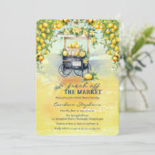 Fresh off Market Lemon Stand Brautparty Einladung (Stehend Vorderseite)