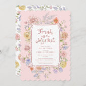 Fresh off Market Pink Floral Brautparty Einladung (Vorne/Hinten)